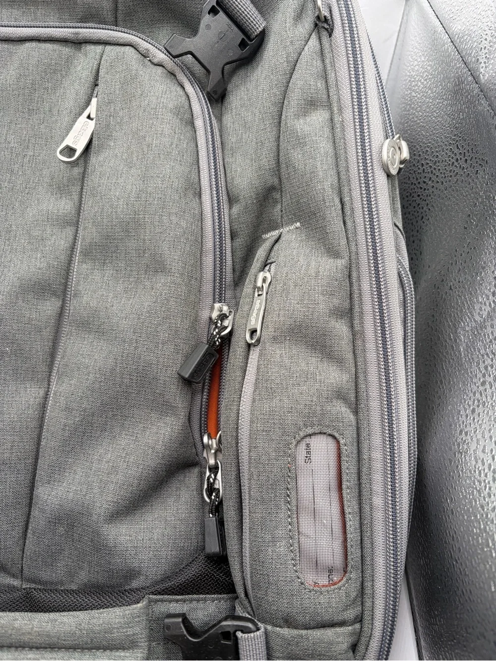 EBags Mother Lode Gray Expandable Convertible Backpack Multi Pocket Orange Lin